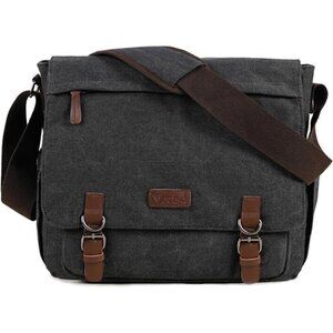 Canvas Messenger Bag Laptop Bag 15.6 Inch Travel Shoulder Bag Work Satchel